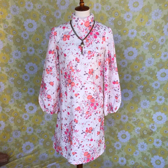SOLD True Vintage🌸60s Floral Babydoll Midi Dress - Picture 6 of 7